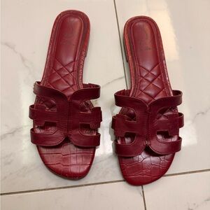 Sam Edeman Red Leather Women's Slide Sandals Size 10